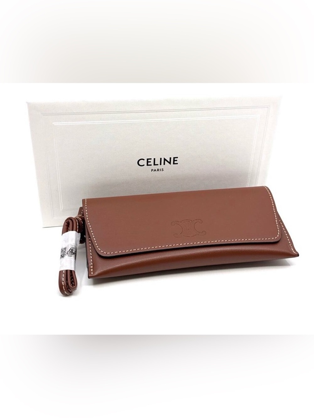 New! Celine Brown Leather Sunglass Case, Authentic